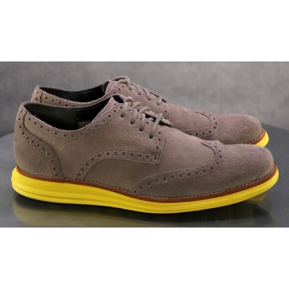 Cole Haan Lunargrand Men\'s Wingtip Oxfords Dress Shoes Sz 9 Nubuck Suede C10226